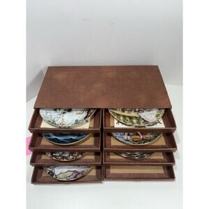 Bradex Seasons Cabinet Plates Cats Friends Etc Porcelain 7.75” Lot Of 7 & Case
